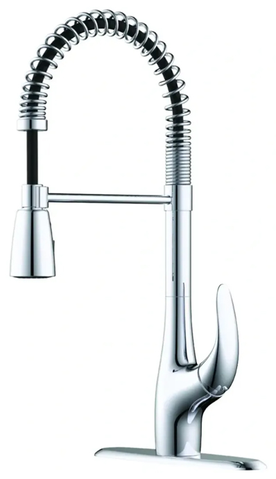 Chrome Pre-Rinse Spring Kitchen Faucet with Sprayer